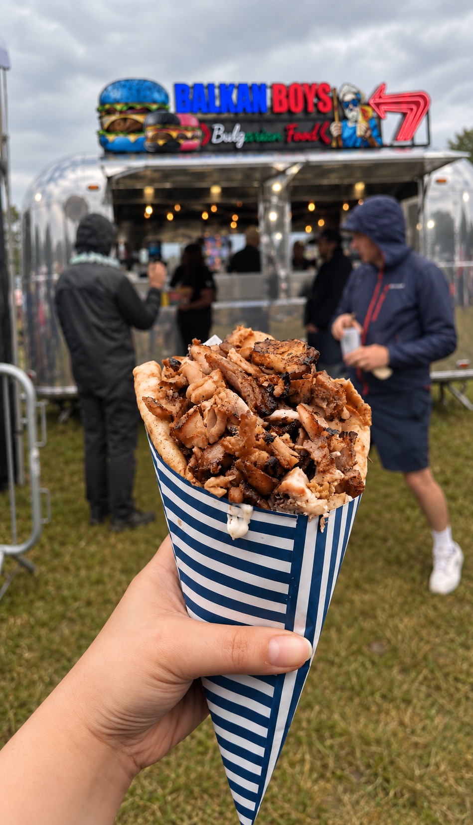 Street food held in front of the ballkanboyz trailer